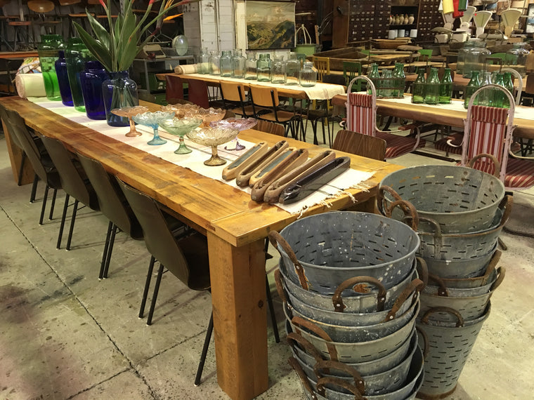 Vintage industrial French industrial kitchen table 3.8 meters