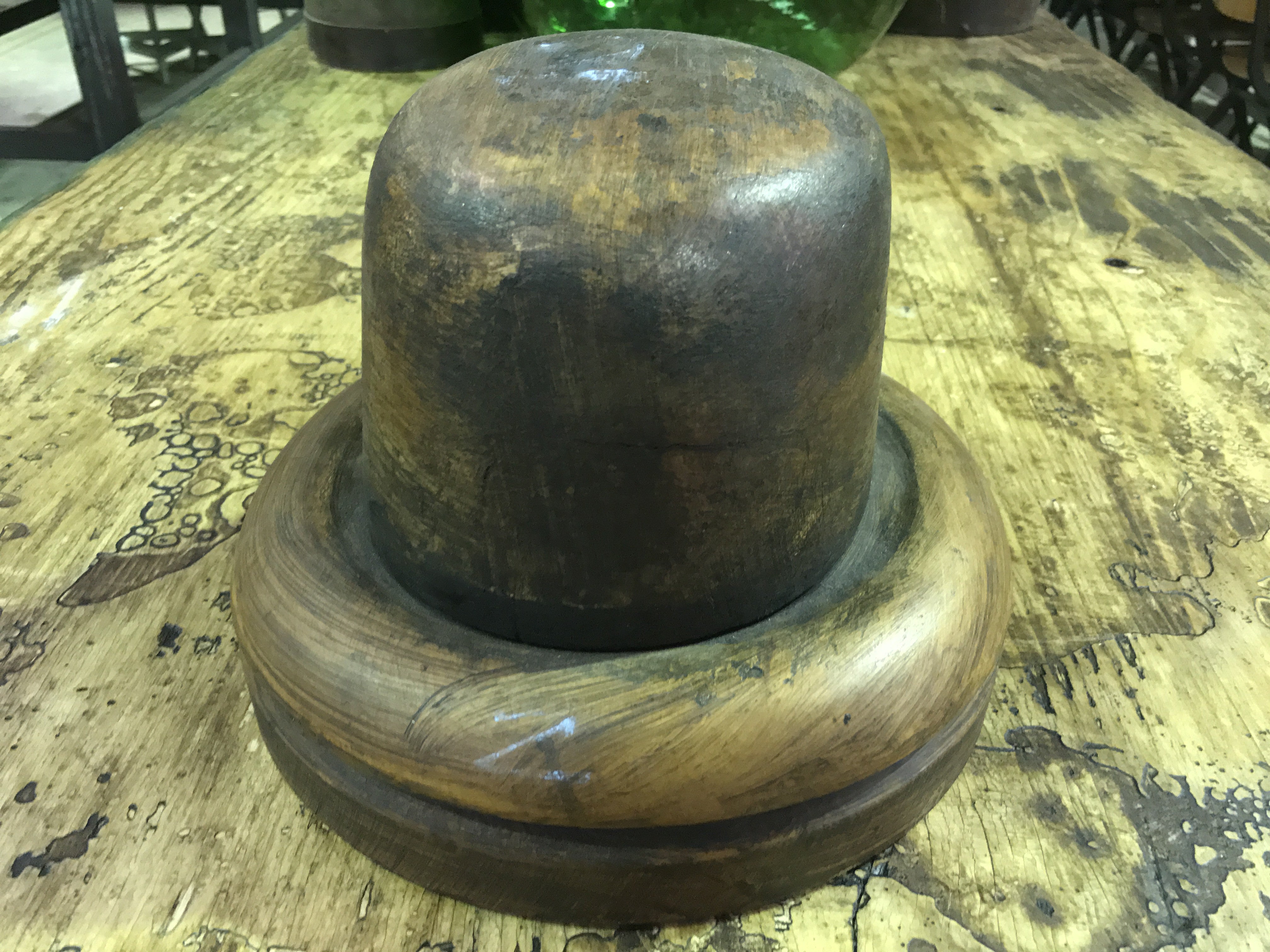 Vintage industrial French 1920s wooden hat blocks #1194