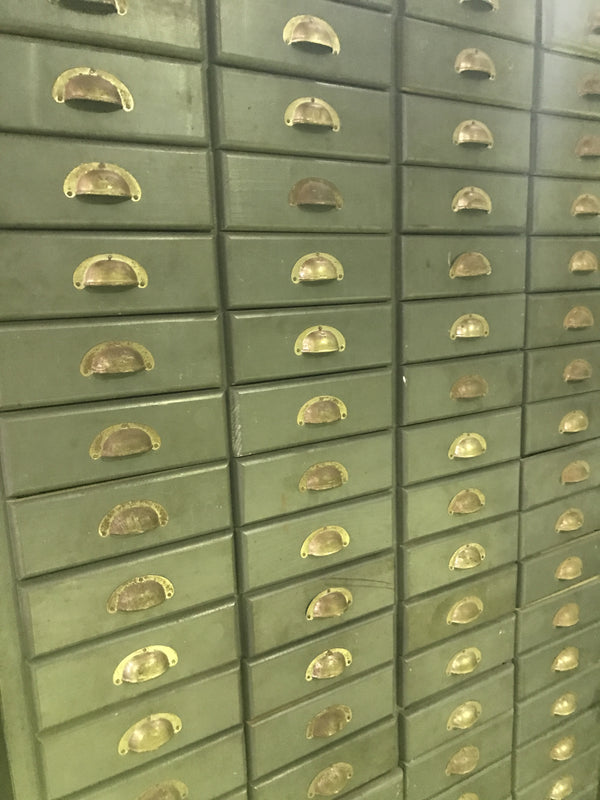 Vintage industrial Dutch bank of drawers cabinet #1600