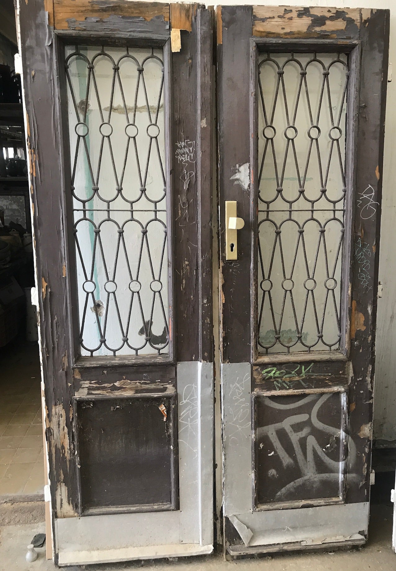 Vintage French wooden house door #2565/45