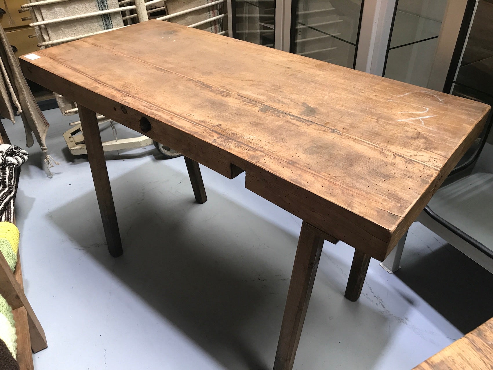 Vintage industrial European wooden hallway table console #2169/4