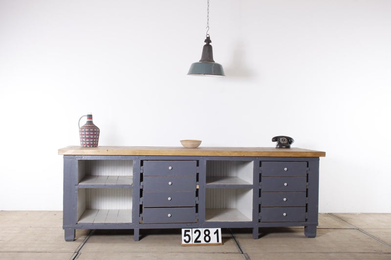 Vintage industrial European workbench table counter Kitchen island 2.5 meter #2189/ 5281 Byron