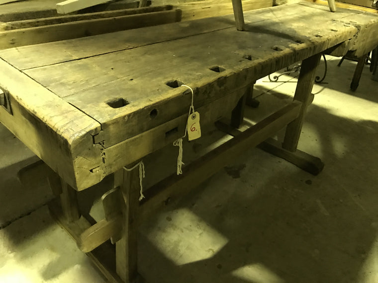 Vintage industrial Hungarian carpenters workbench 1920s #1651