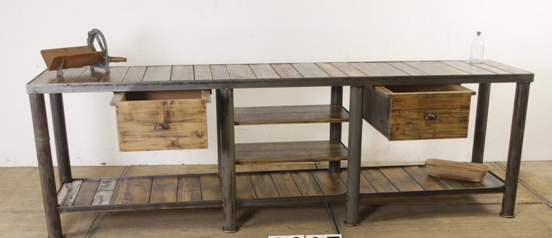 Vintage industrial European workbench table counter Kitchen island  2.7 mt #2200/ 6911 in Byron