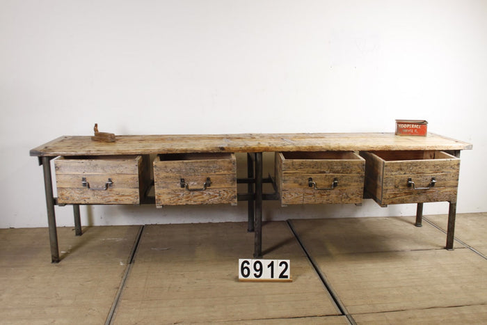 Vintage industrial European workbench table counter Kitchen island  #2190