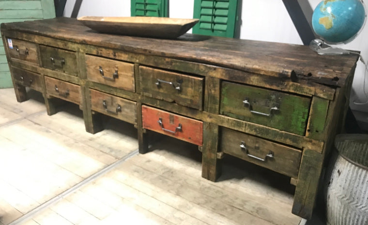 Vintage industrial European workbench table counter Kitchen island  #2192/ 6934  Byron Warehouse