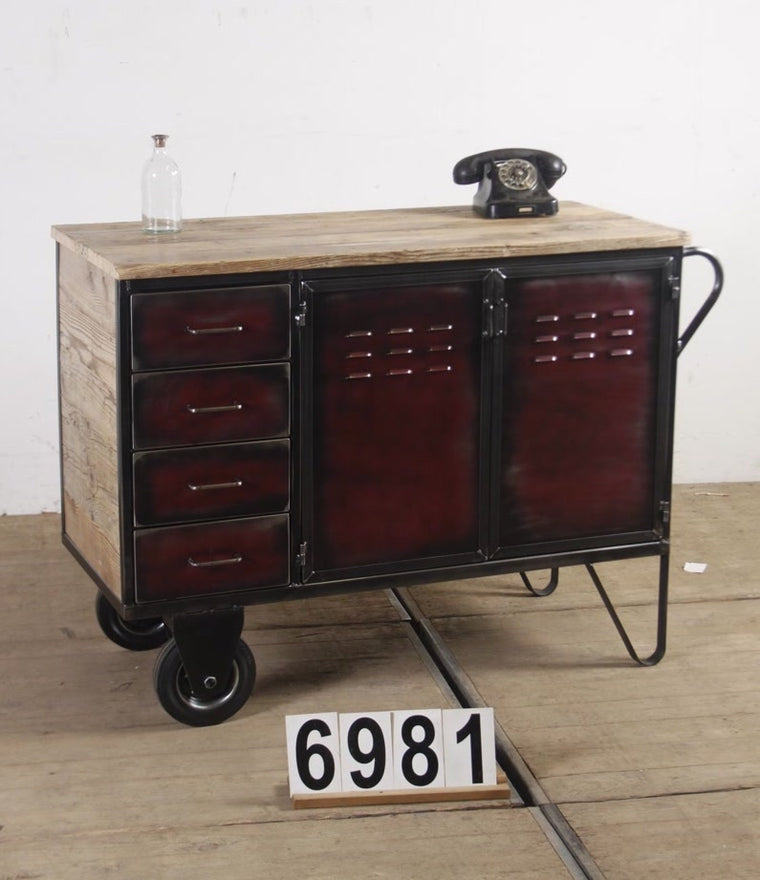 Vintage industrial European workbench table counter Kitchen island  #2191 / 6981