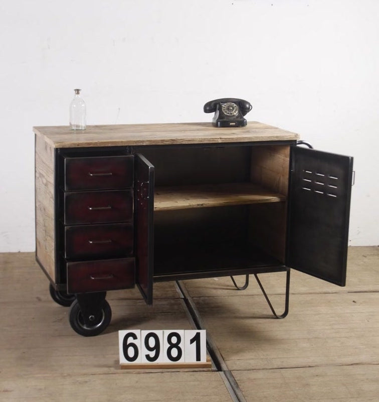 Vintage industrial European workbench table counter Kitchen island  #2191 / 6981