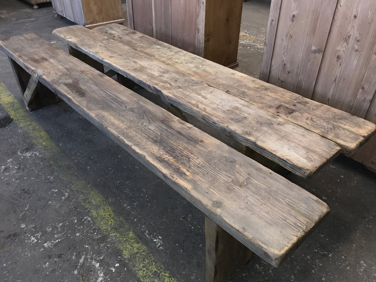 Vintage European wooden kitchen bench seat #2252