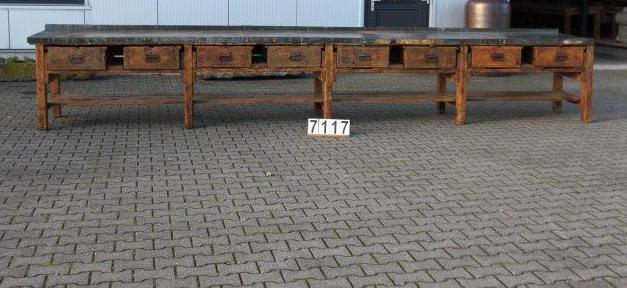 Vintage industrial European workbench table counter Kitchen island 5.3 meter #2188/ 7117