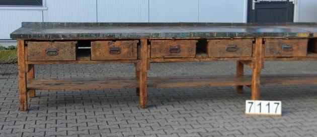 Vintage industrial European workbench table counter Kitchen island 5.3 meter #2188/ 7117