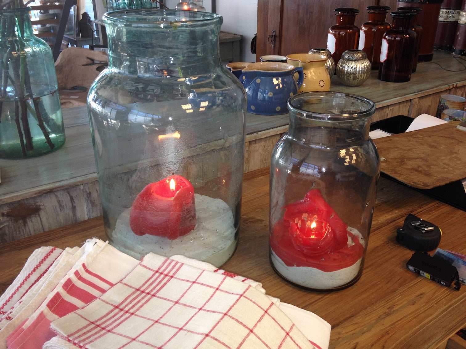 Vintage industrial French glass jar  #754