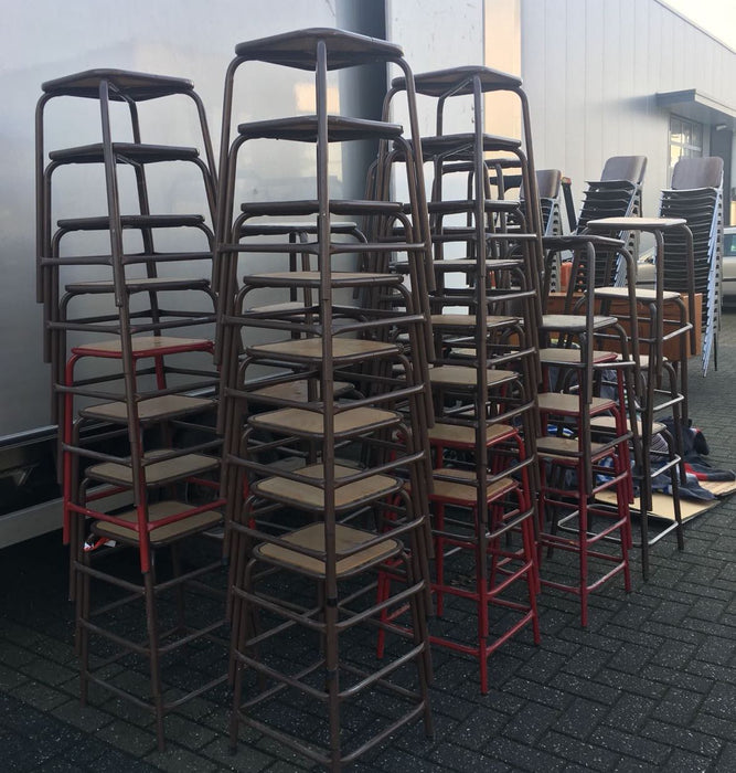 Vintage industrial French  stools #2204