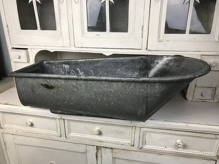 Vintage European 1940s galvanised kids bathtub #1664