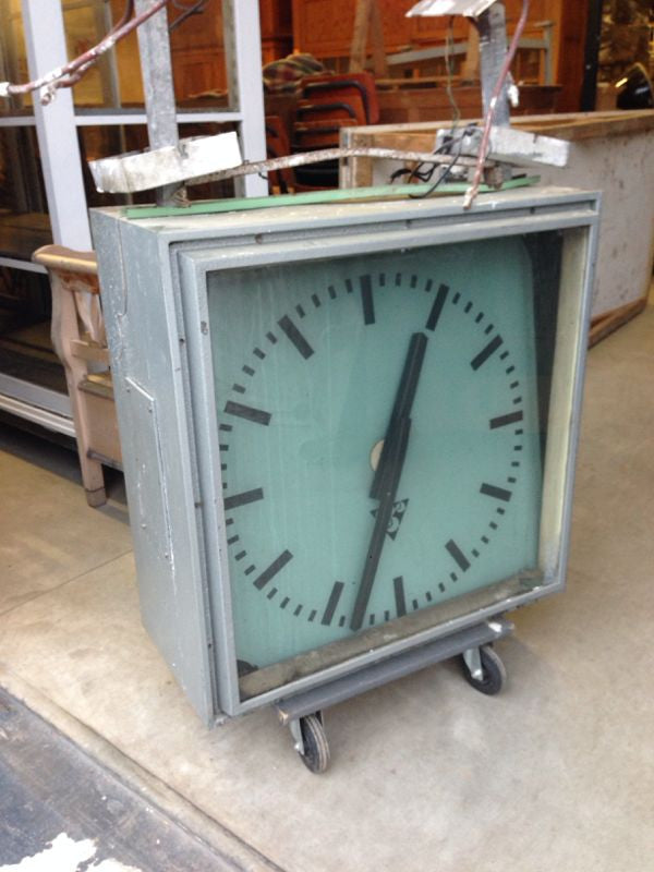 Vintage industrial Czech SLAVE train double sided station clock #886