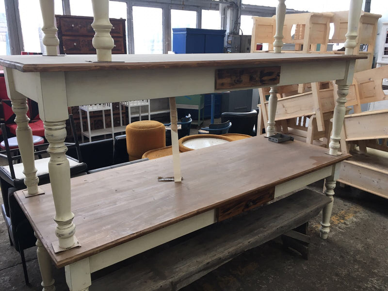 Vintage industrial European kitchen farmhouse dining table 2.5 mt #2101
