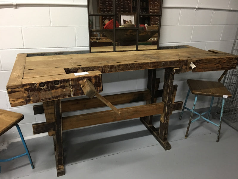 Vintage industrial European carpenters workbench 1920s #2091 B1 Byron