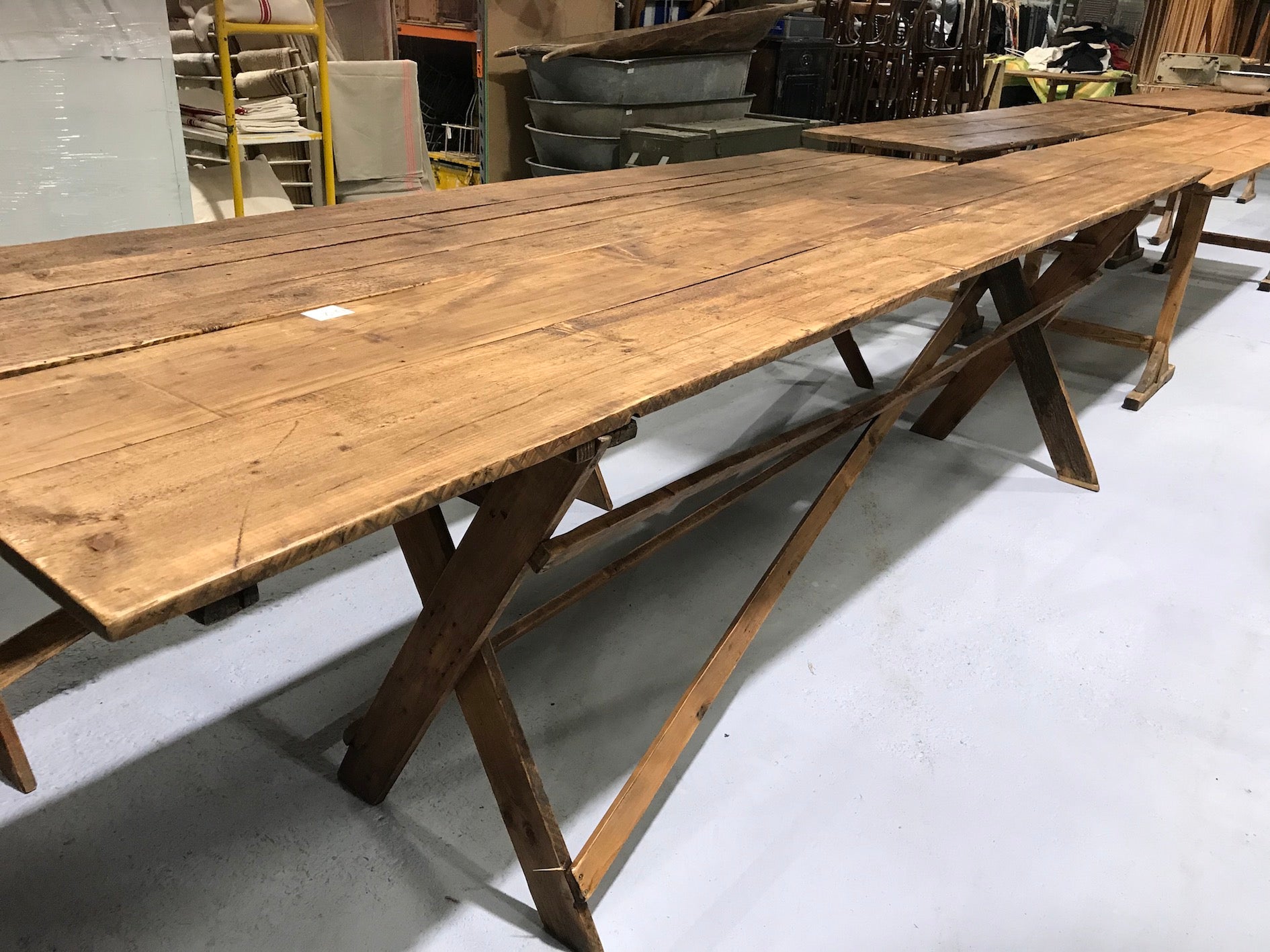 Vintage industrial European kitchen farmhouse dining table 3.5 long #1959 in Byron shop