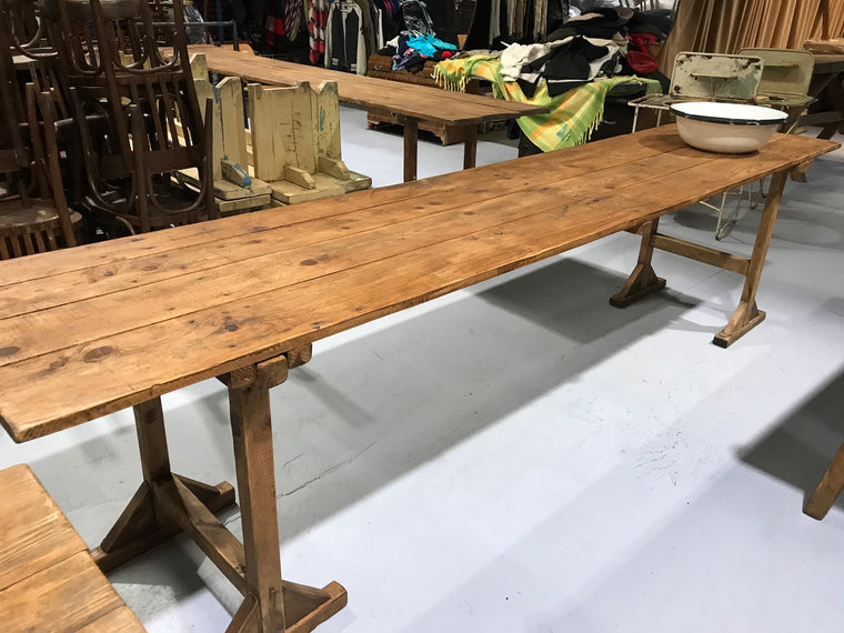 Vintage industrial European kitchen farmhouse dining table 3.1 long #1961