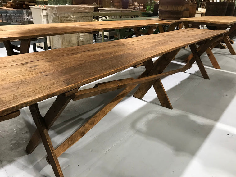 Vintage industrial European kitchen farmhouse dining table 3.5 long #1964 D7
