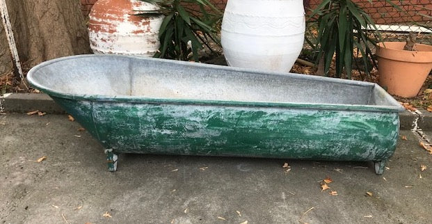 Vintage European Garden Galvanised Bathtub #3874a