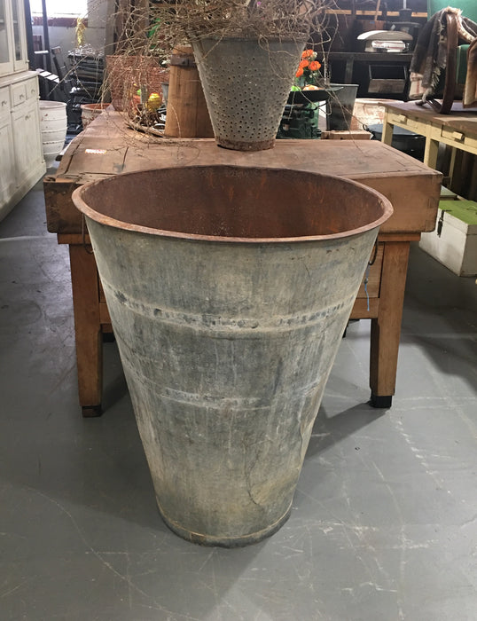 Vintage  Turkish Galvanised Olive  Bin #3747A Byron