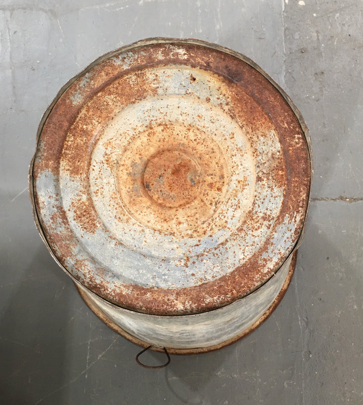 Vintage  Turkish Galvanised Olive  Bin #3747A Byron