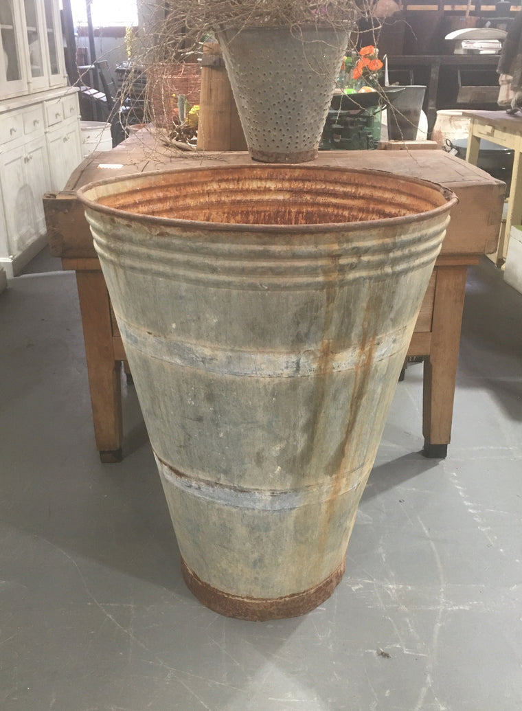 Vintage  Turkish Galvanised Olive  Bin #3747B  Byron