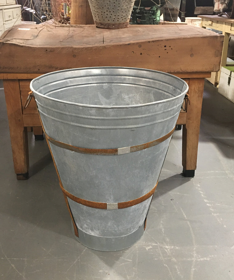 Vintage  Turkish Galvanised Olive  Bin #3747C Byron