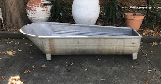 Vintage European Galvanised Bathtub #3878b