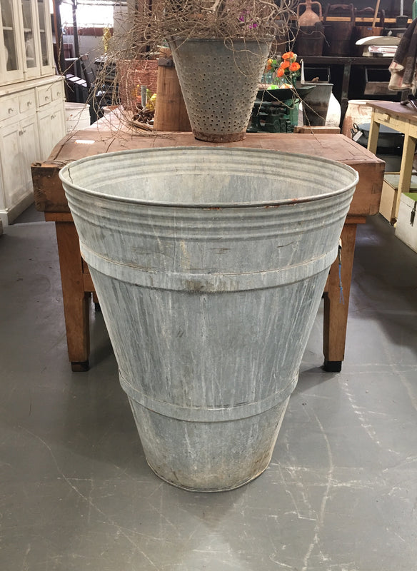 Vintage  Turkish Galvanised Olive  Bin #3747E Byron