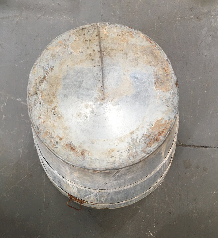 Vintage  Turkish Galvanised Olive  Bin #3747E Byron