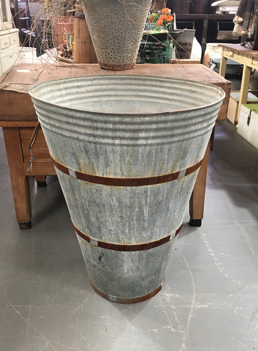 Vintage  Turkish Galvanised Olive  Bin #3747F