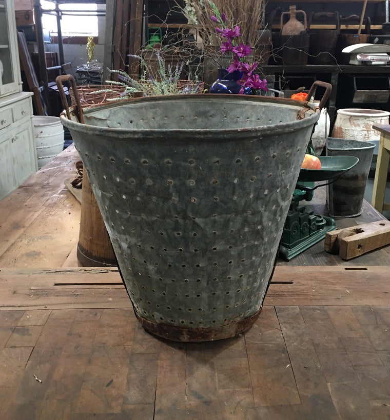 Vintage Turkish Olive Picking Bucket  #3748A