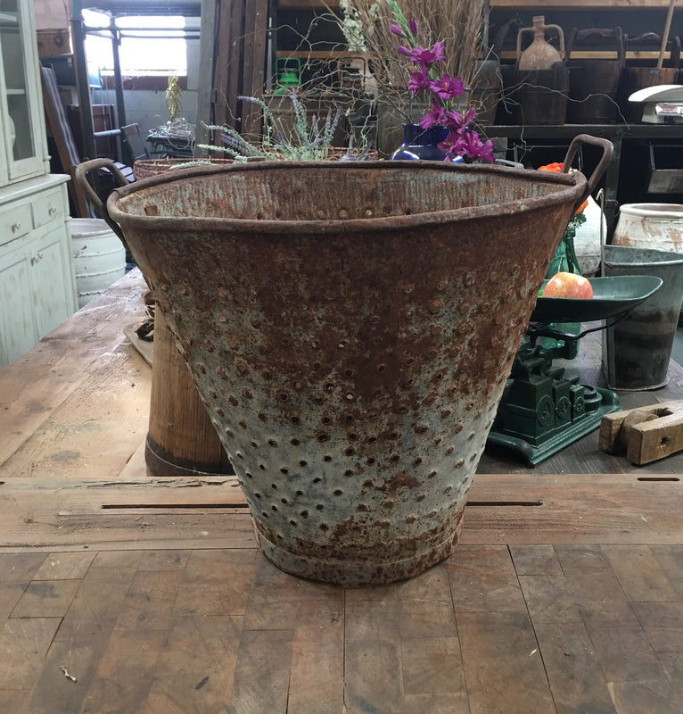 Vintage Turkish Olive Picking Bucket  #3748B