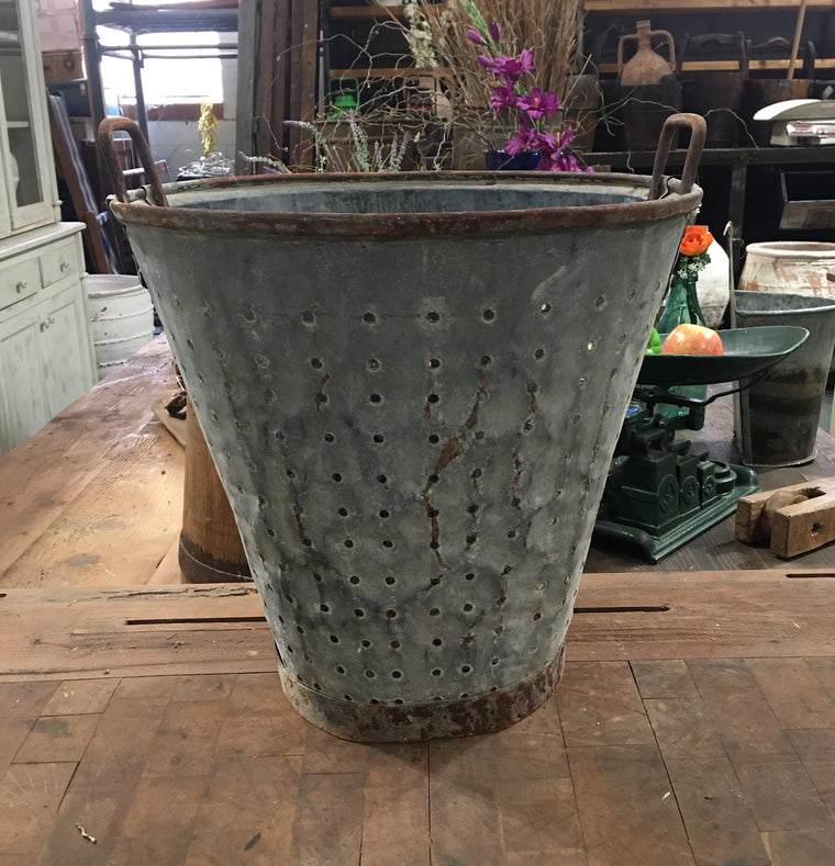 Vintage Turkish Olive Picking Bucket  #3748C