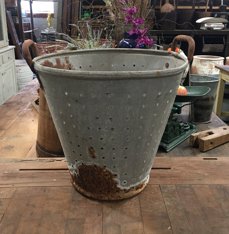 Vintage Turkish Olive Picking Bucket  #3748D