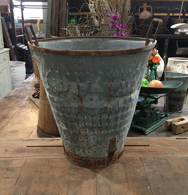 Vintage Turkish Olive Picking Bucket  #3748E
