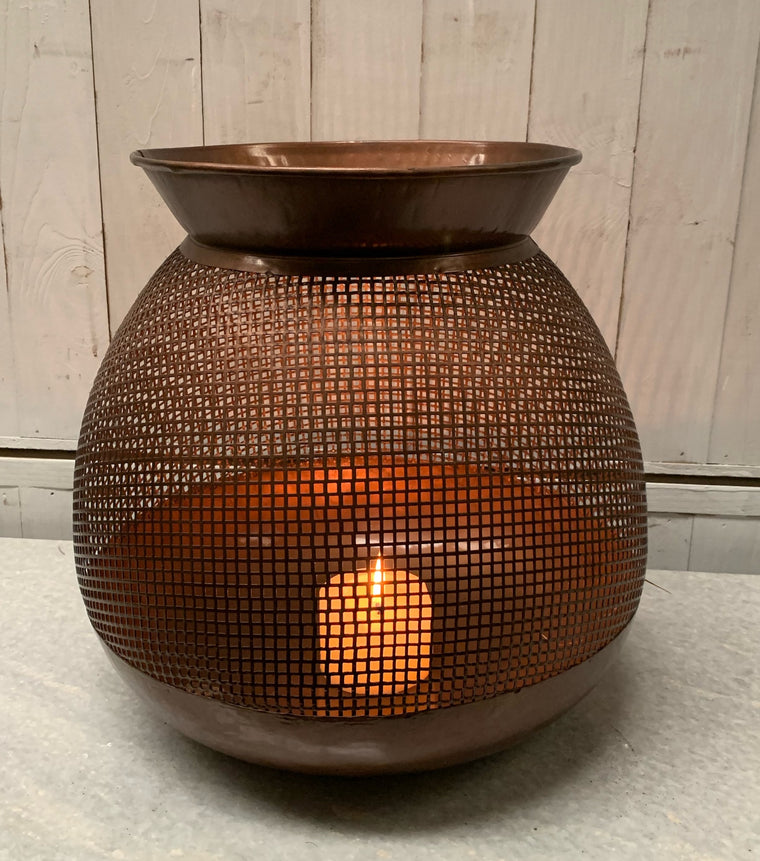 Copper Mesh Candle Holder  #4742