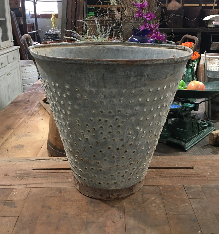 Vintage Turkish Olive Picking Bucket  #3748F