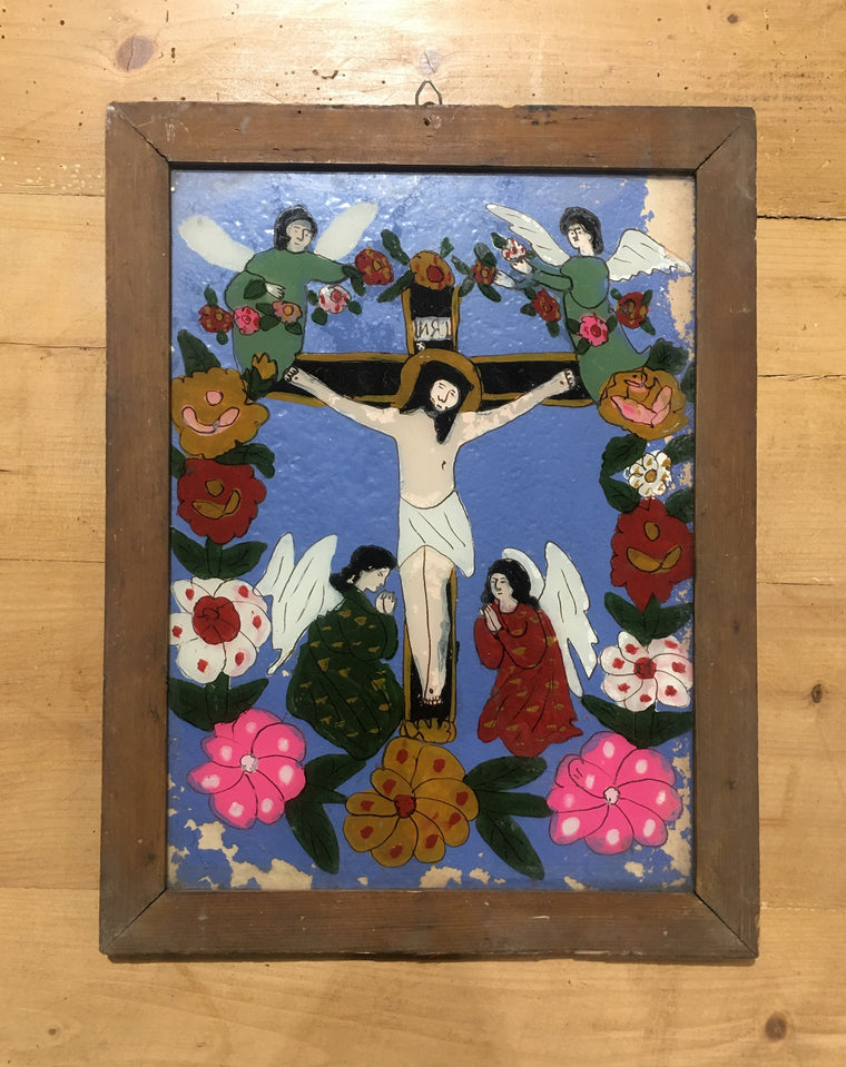 Vintage European Hand Painted Religious Painting #3749B