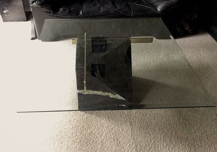 1980s Artedi Marble and Beveled Glass Coffee Table  #3882a