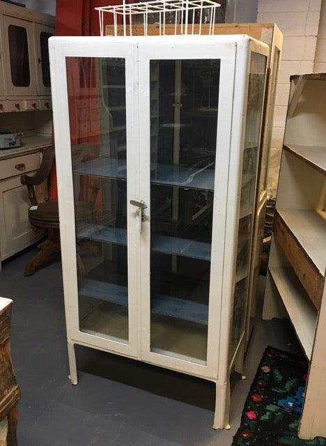 French 1940s Enamel Medicine Cabinet  #2446
