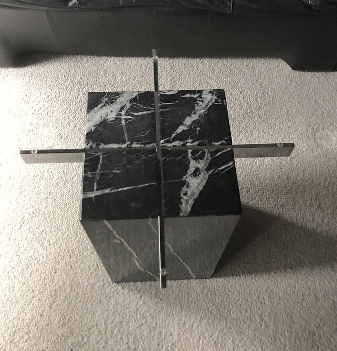 1980s Artedi Marble and Beveled Glass Side Table  #3882b