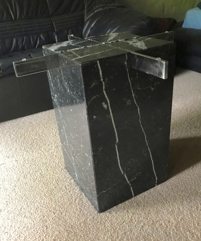 1980s Artedi Marble and Beveled Glass Side Table  #3882b