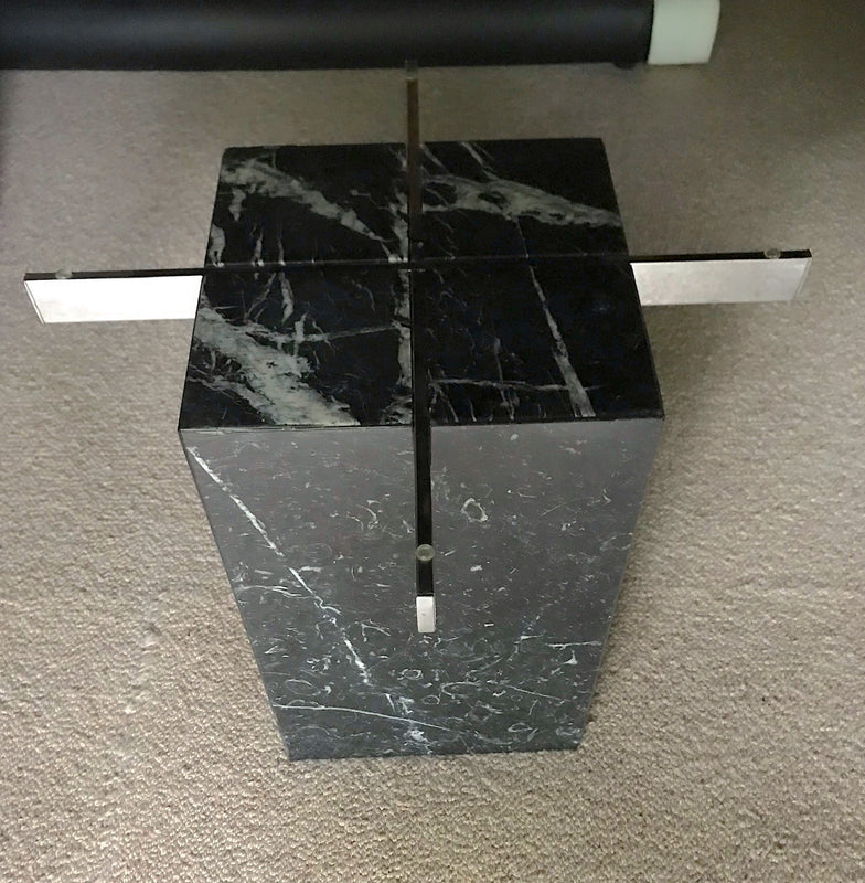 1980s Artedi Marble and Beveled Glass Side Table  #3882b