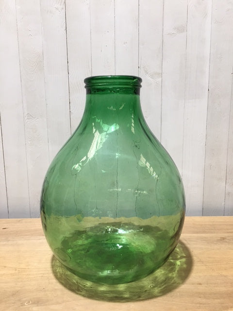 Vintage European Green Bigmouth  Demijohn Bottle #3751
