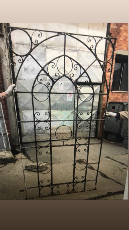Vintage industrial European church cast iron window #2575