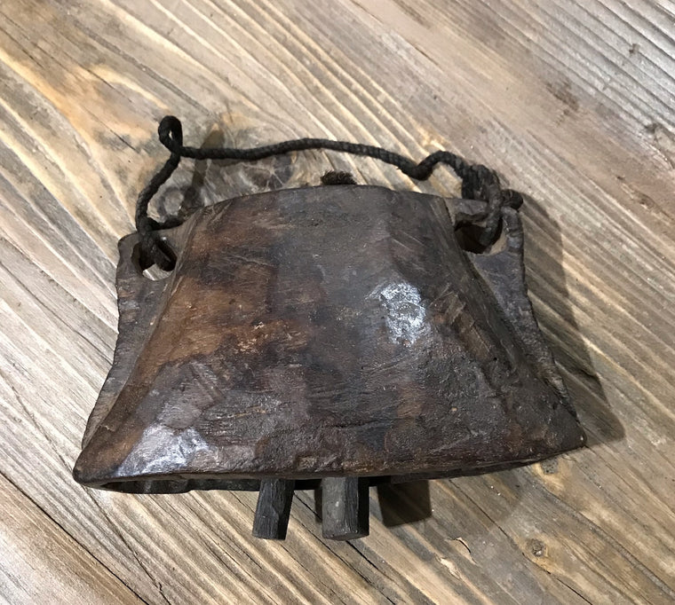 Vintage Handcarved  Wooden  Cowbell  #3895b