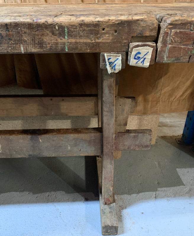 Vintage Rustic European Carpenters Woodworking  Workbench 1920s #4820